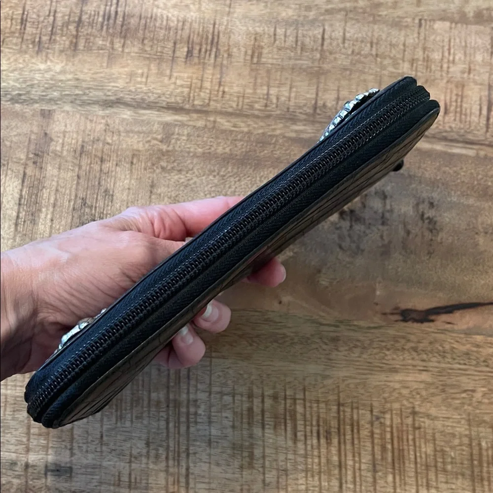 Brighton Zip Around Croc Patterned Wallet Full Size Western Vintage